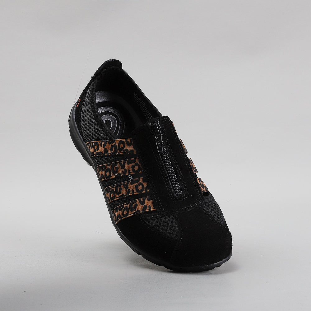 CC Resorts Christine Black Leo casual shoes featuring black leopard print and stylish design.