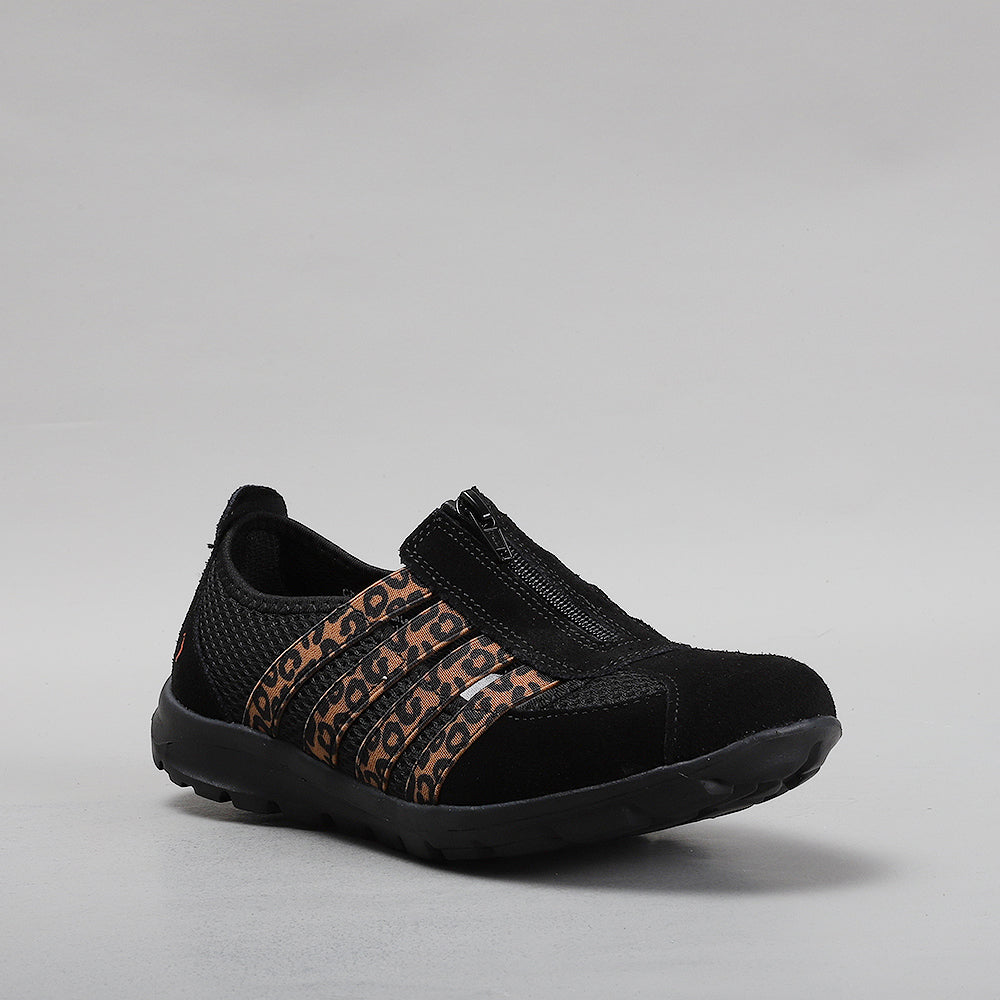 CC Resorts Christine black leopard casuals featuring a stylish black leopard print design on comfortable footwear.