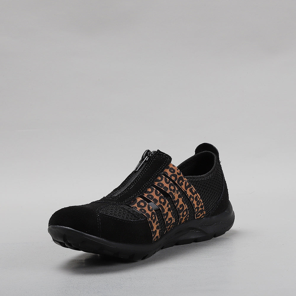 CC Resorts Christine Black Leo casuals featuring a black leopard print design on a comfortable fabric.