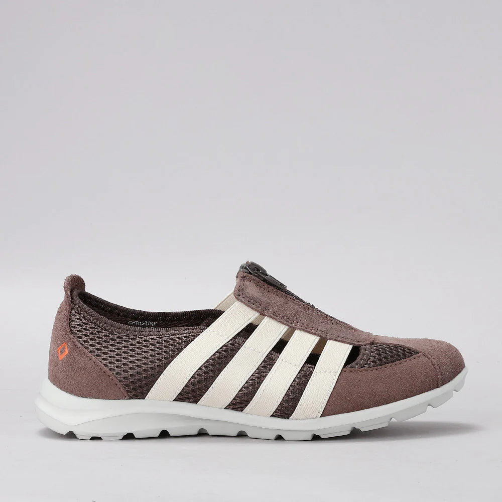CC Resorts Christine casuals in taupe and cream, featuring a stylish slip-on design with a comfortable, versatile look.