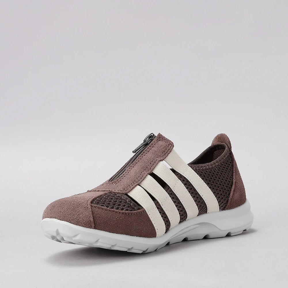 CC Resorts Christine casual sandals in taupe and cream with a southwest pattern, featuring a comfortable slip-on design.