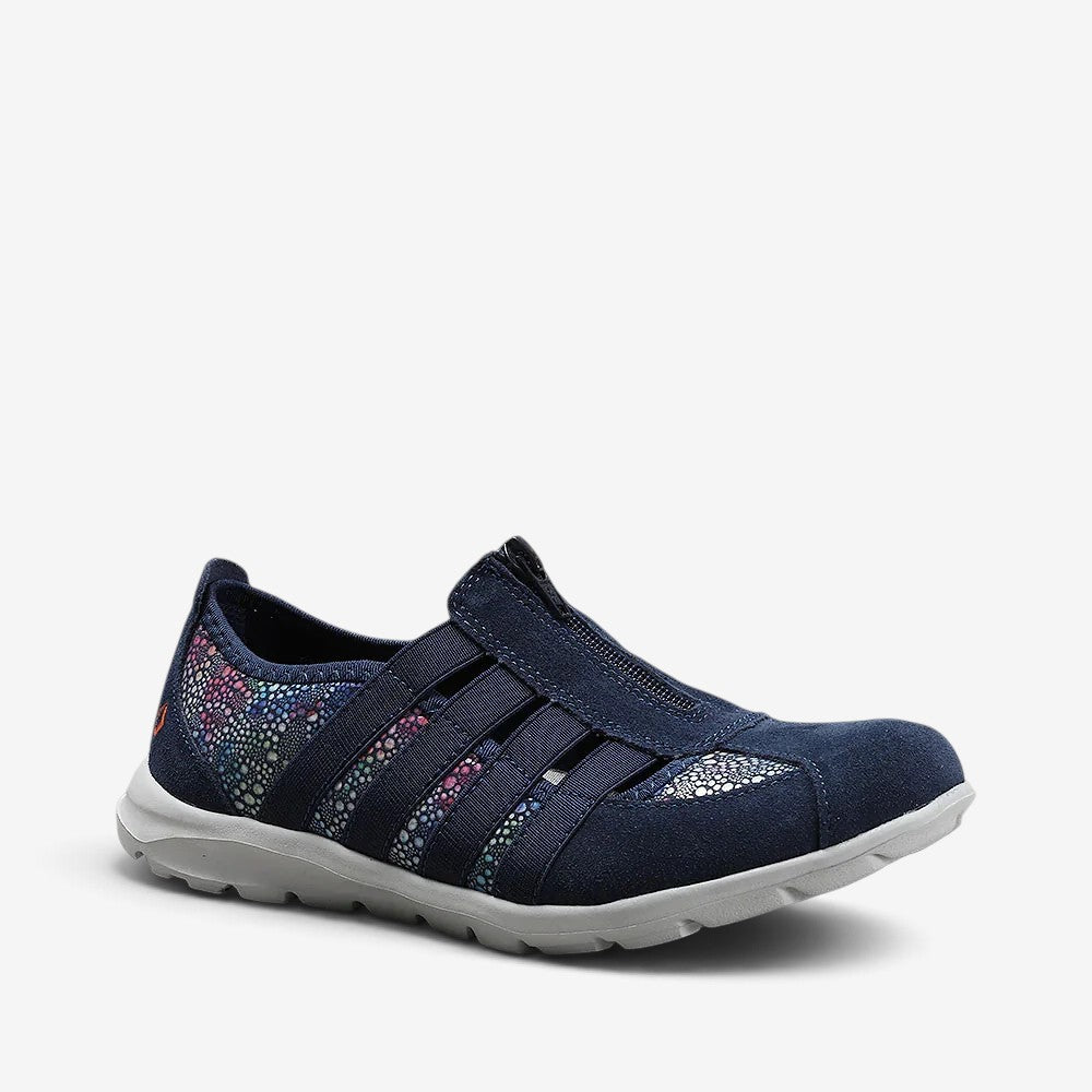 CC RESORTS Christine Navy Floral casuals with a navy and floral pattern, designed for comfortable everyday wear.