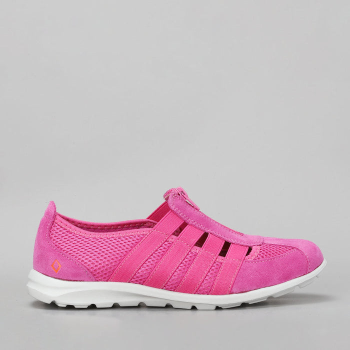 Side view of CC RESORTS Christine casuals in vibrant fuchsia, showcasing stylish footwear with a comfortable design.