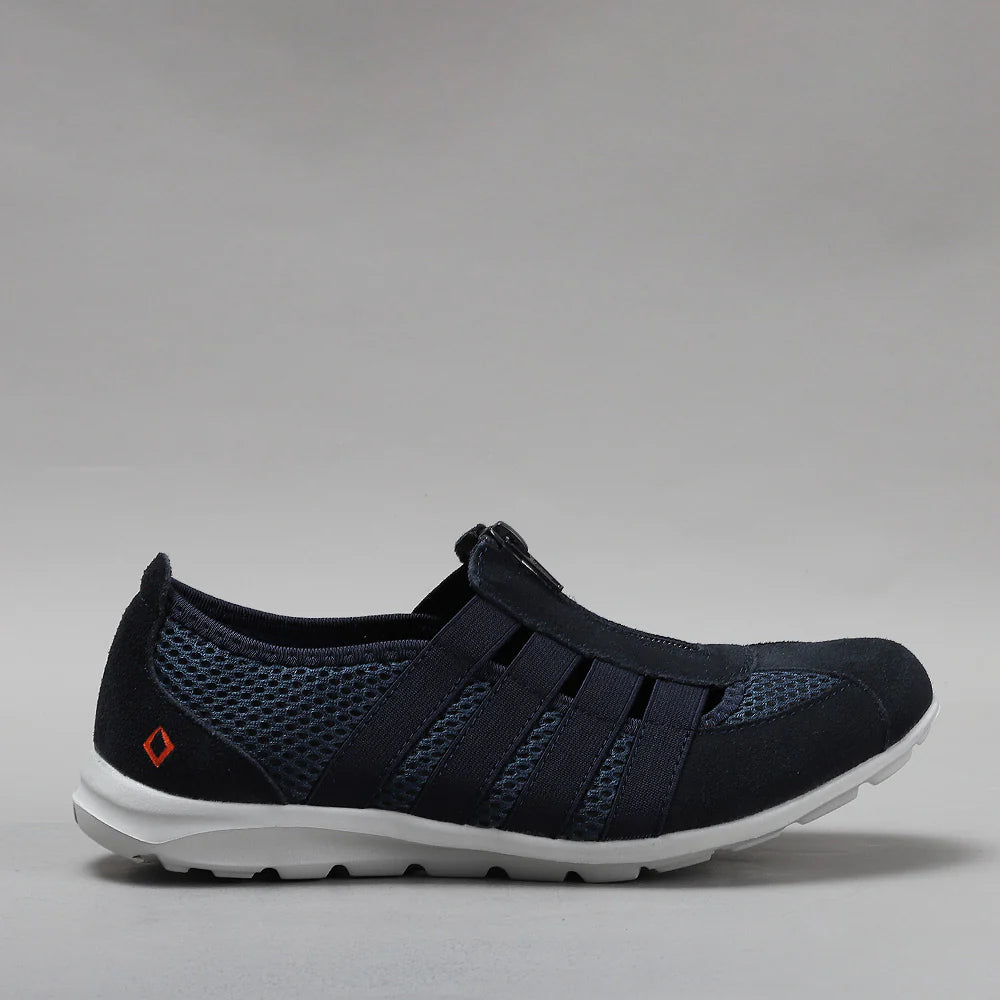 CC Resorts Christine navy casual shoes with side view, featuring stylish design and comfortable fit.