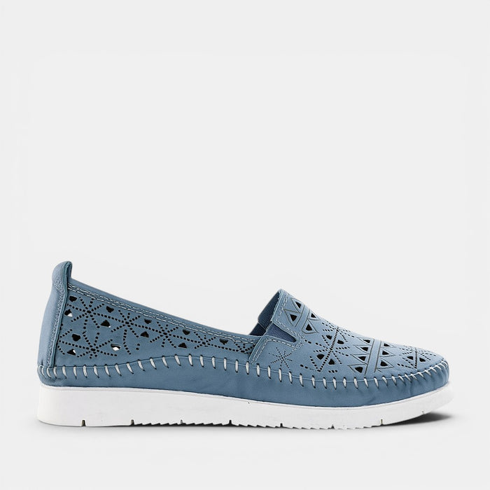 CABELLO Clear Denim slip-on shoes featuring transparent denim material and casual slip-on design.