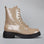 LE SANSA Coolie Blush Patent Boots featuring a sleek blush pink patent leather finish and stylish ankle design.