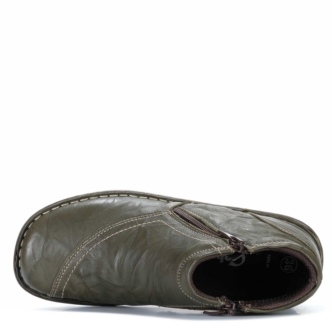 CABELLO 5250-27 Khaki crinkle boots with textured fabric and sturdy sole, stylish and comfortable footwear for casual wear