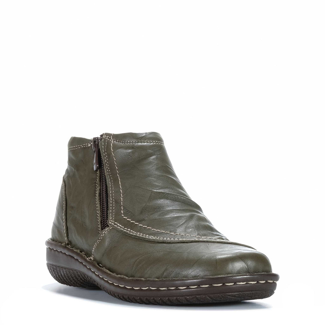 Khaki Crinkle Cabello 5250-27 boots with textured finish and ankle-high design, featuring a rugged sole and stylish look.