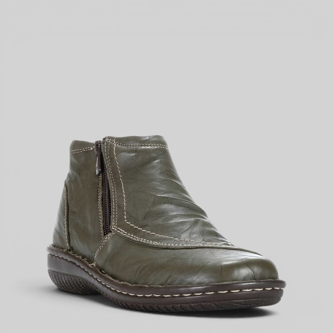 Cabello CABELLO 5250-27 khaki crinkle boots with textured fabric and ankle-height design, stylish and durable footwear.