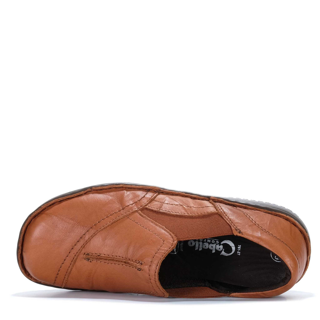CABELLO 761-27 Tan casual shoes in tan leather with sleek design and stitching details, displayed on a plain background.