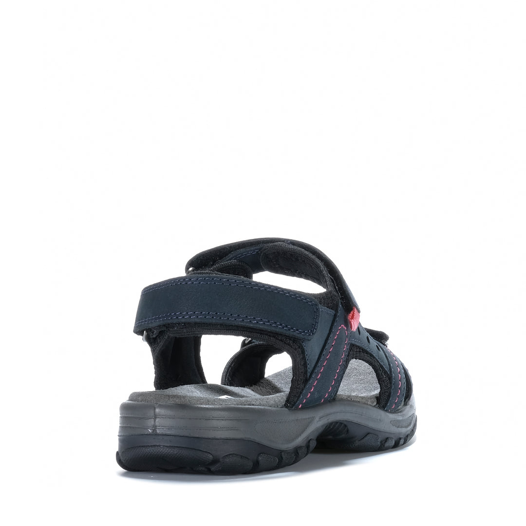 Navy Cabello Trek sandals with adjustable straps and cushioned soles, designed for comfort and casual outdoor wear.