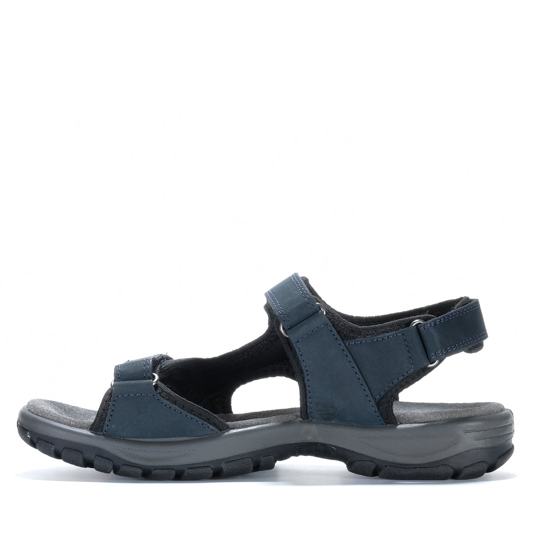 Navy Cabello Trek sandals with open toe design and adjustable straps, showcasing casual footwear style.