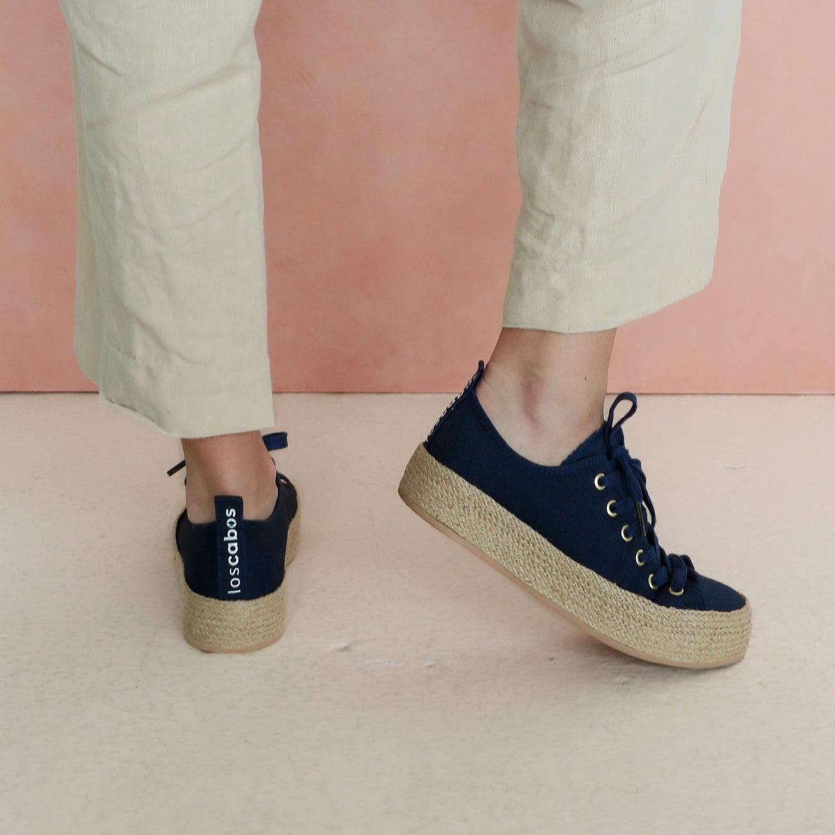 LOS CABOS Candice navy sneakers with white soles and laces, stylish casual footwear for everyday wear