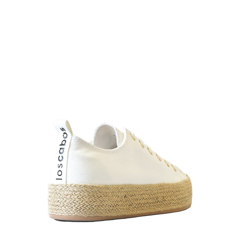 LOS CABOS Candice white sneakers shown from the back, featuring a sleek design and white athletic footwear style.