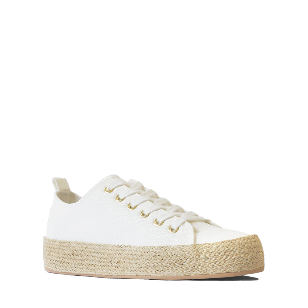 LOS CABOS Candice white sneakers featuring a sleek design with white laces and stylish comfort for casual wear.