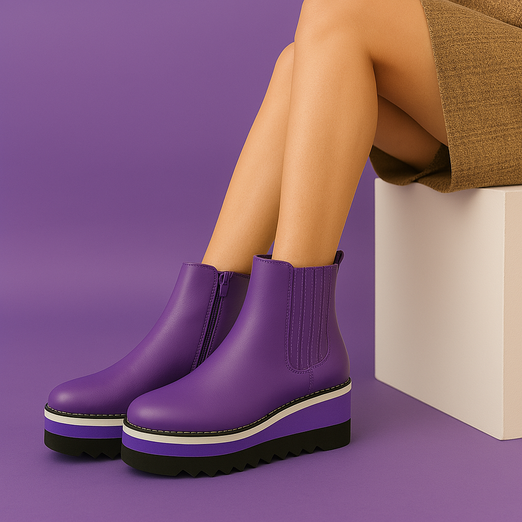 Le Sansa Lesansa Trinity Violet boots featuring stylish purple leather design and ankle-high style with laces.