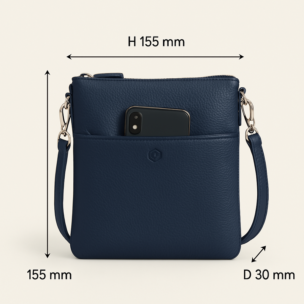 Navy Second Nature Handbag with sleek design, top handles, and minimalist style, perfect for casual or chic outfits.