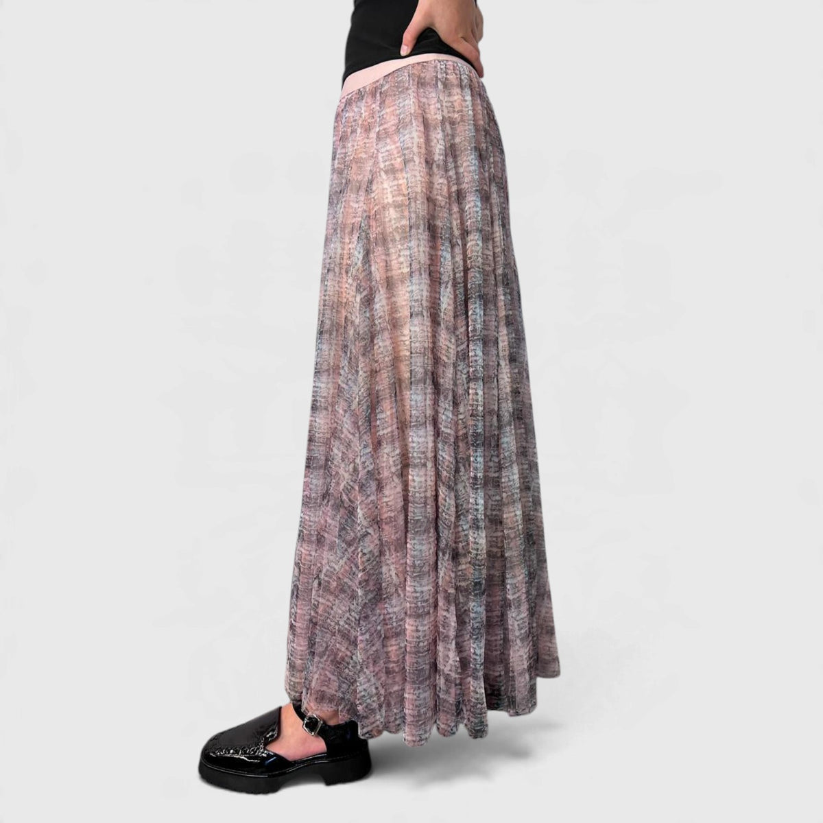 Minx Swan Lake tulle skirt in Coco Blush color, long design with flowing fabric, perfect for elegant occasions.