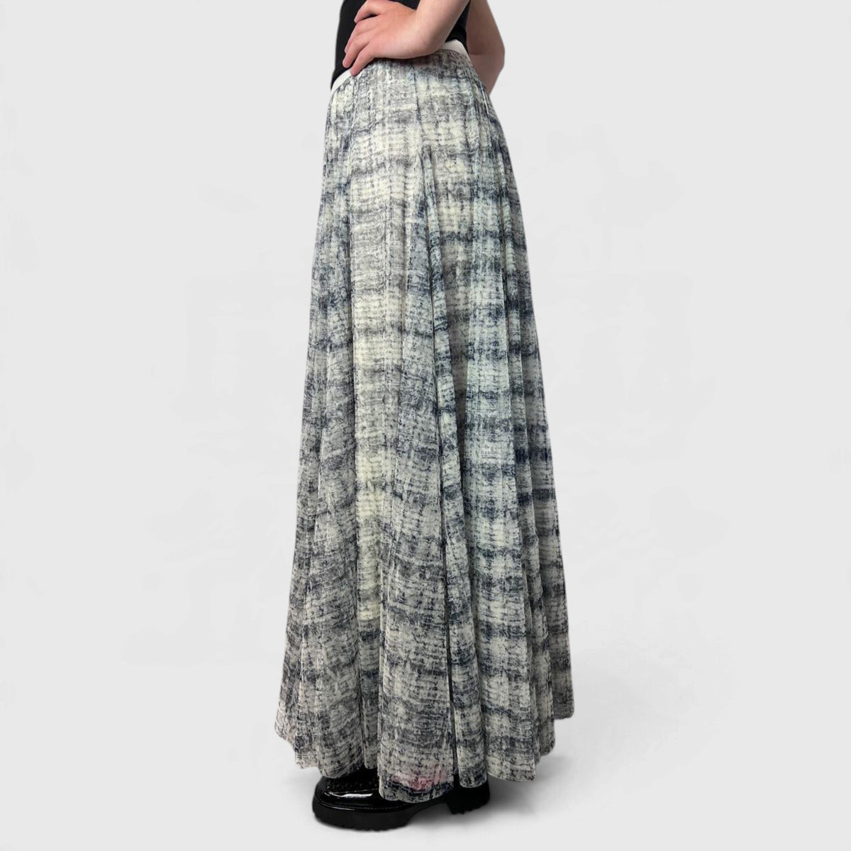 Minx Swan Lake tulle long skirt in coco butter color featuring a flowy, elegant design with layered tulle fabric.