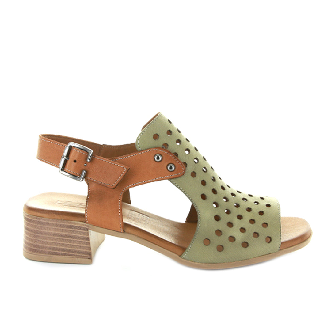 Le Sansa Lesansa Doha khaki tan sandals with open toes and ankle straps, displayed on a neutral background.