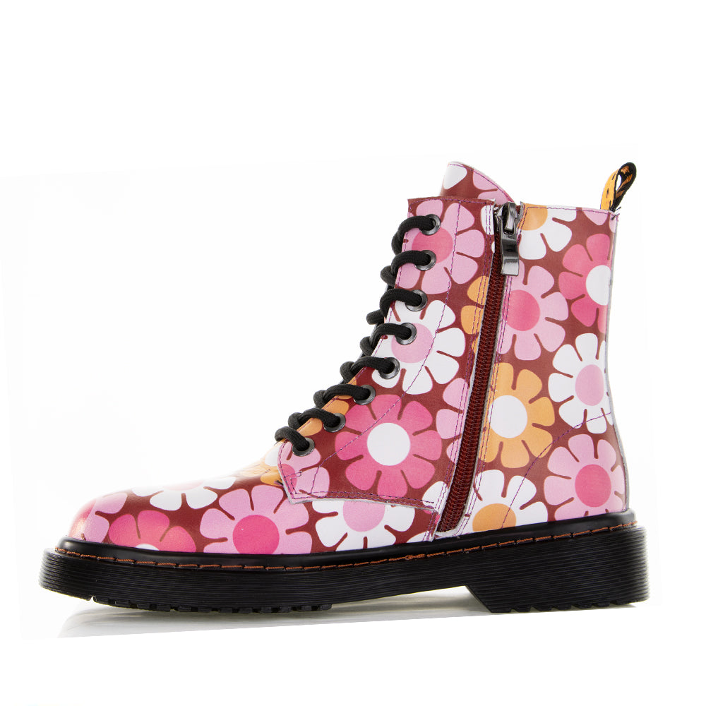 Le Sansa Depth Pink Floral boots featuring pink floral pattern and stylish design, perfect for fashionable footwear.