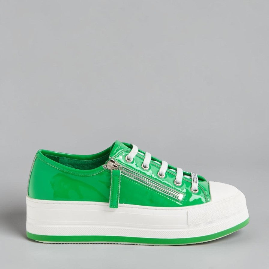 Django &amp; Juliette Giza Emerald Patent sneakers with sleek design and shiny emerald patent leather finish.