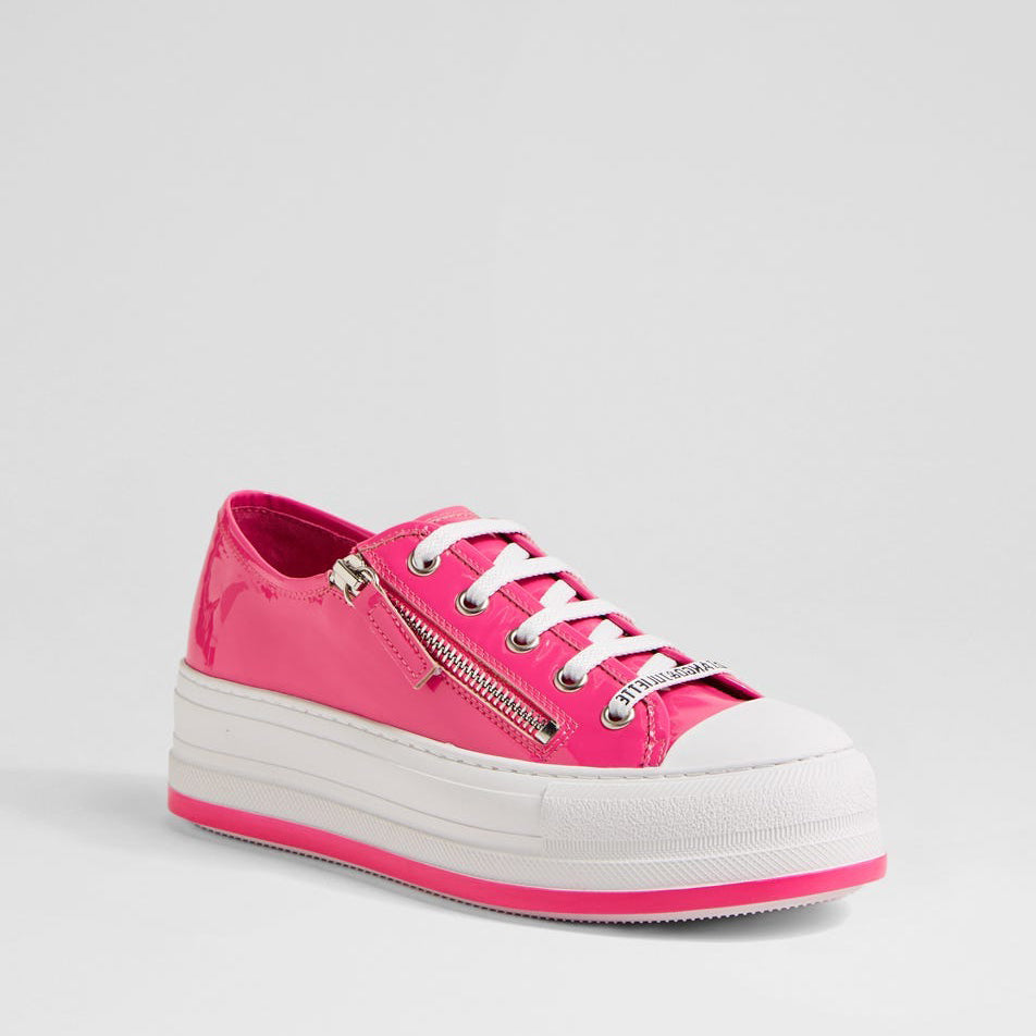 Django & Juliette Giza Candy Patent sneakers in pink with white sole, stylish casual footwear for women.