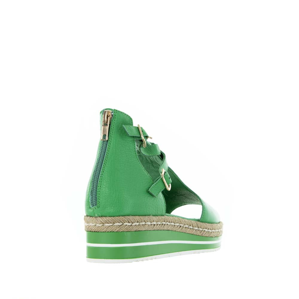 Django & Juliette Alexys emerald sandals with strappy design and ankle strap, stylish footwear for women.