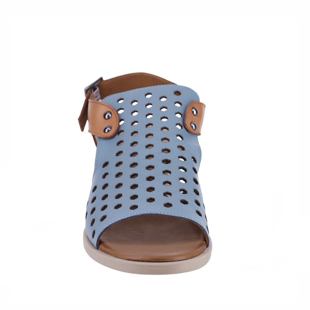 Le Sansa Lesansa Doha navy tan sandals with open toe design and adjustable straps for casual summer wear.