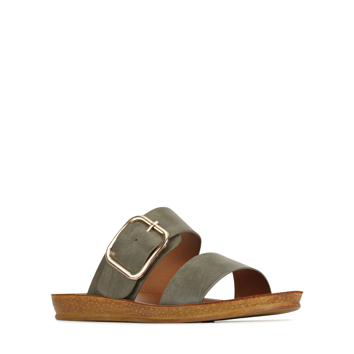 Los Cabos Doti khaki flats with pointed toes and bow detail, stylish and comfortable footwear for everyday wear.