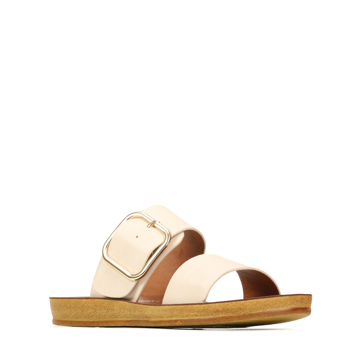 Los Cabos Dotti Oats flats showing beige and white dotted pattern, comfortable slip-on footwear with rounded toe and soft fabric material.