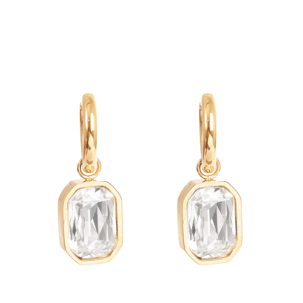 CLEAR CRYSTAL EARRINGS GOLD PLATED Women Earring - Zeke Collection NZ