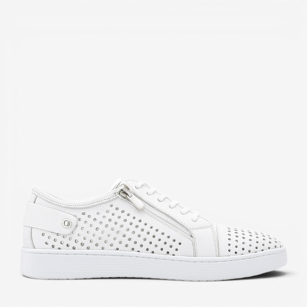 White CABELLO EG17 sneakers with sleek design and white laces, featuring a comfortable rubber sole and stylish look.