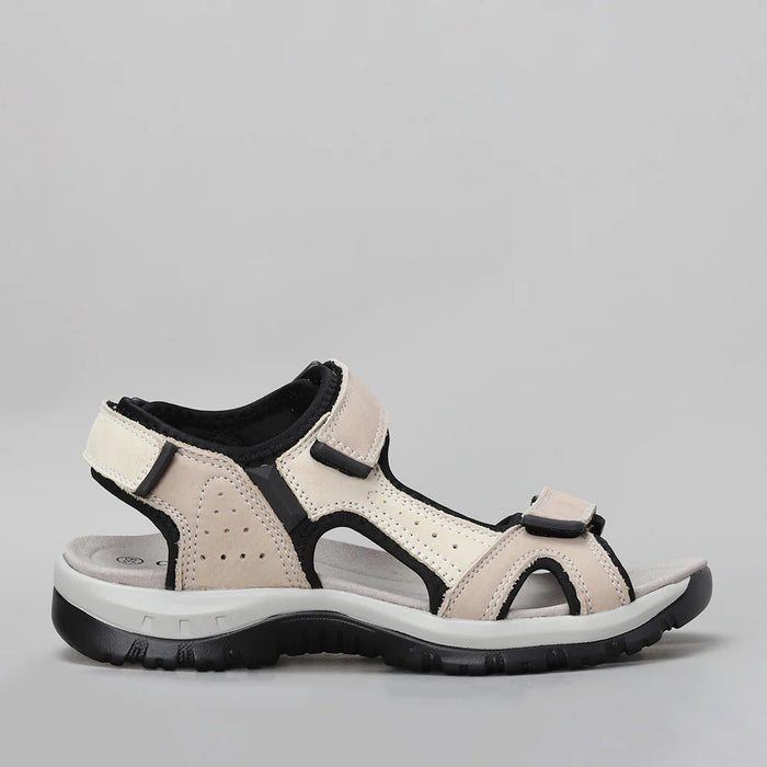 CC RESORTS Ekam beige multi sandals with side view showcasing stylish design and comfortable straps.