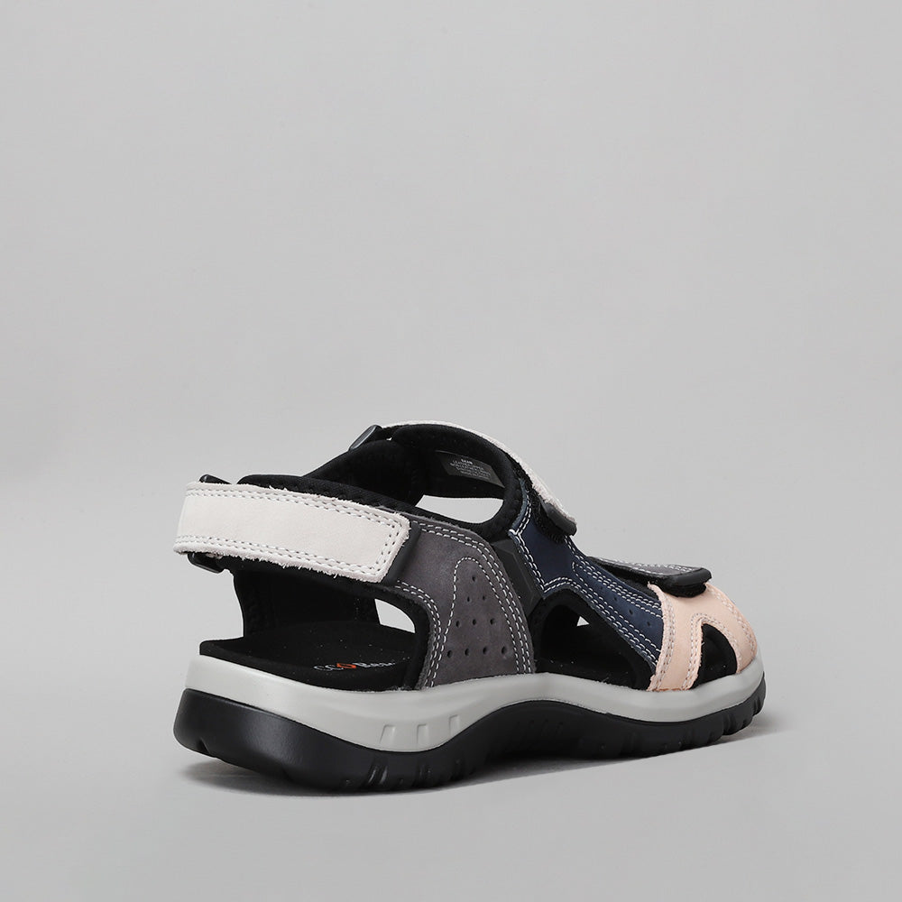 CC Resorts Ekam blush grey sandals with multi-colored straps, stylish slip-on footwear for casual wear.