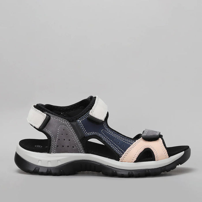 CC RESORTS Ekam blush grey sandals with multi-strap design, showcasing comfortable slip-on style and stylish neutral tones.