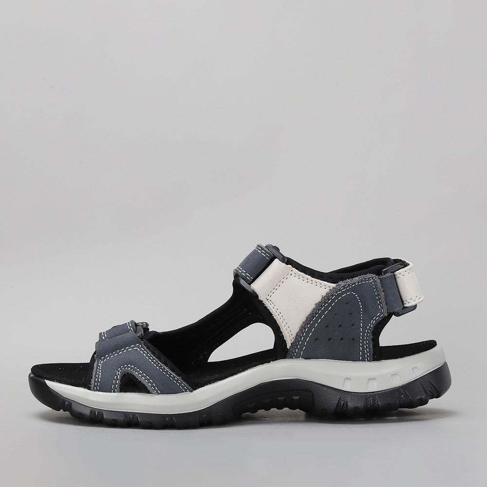 CC Resorts Ekam Navy Bone sandals featuring navy and bone-colored straps, casual slip-on design, and comfortable style.