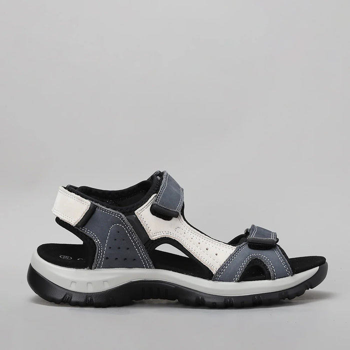 CC RESORTS EKAM navy bone sandals showing multiple angles and close-up details of the stylish, comfortable footwear.
