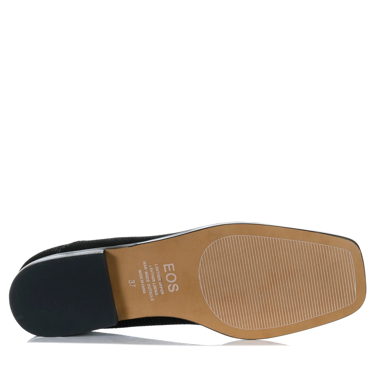 Eos Daylan black embossed loafers with sleek design, leather upper, and classic slip-on style for men.