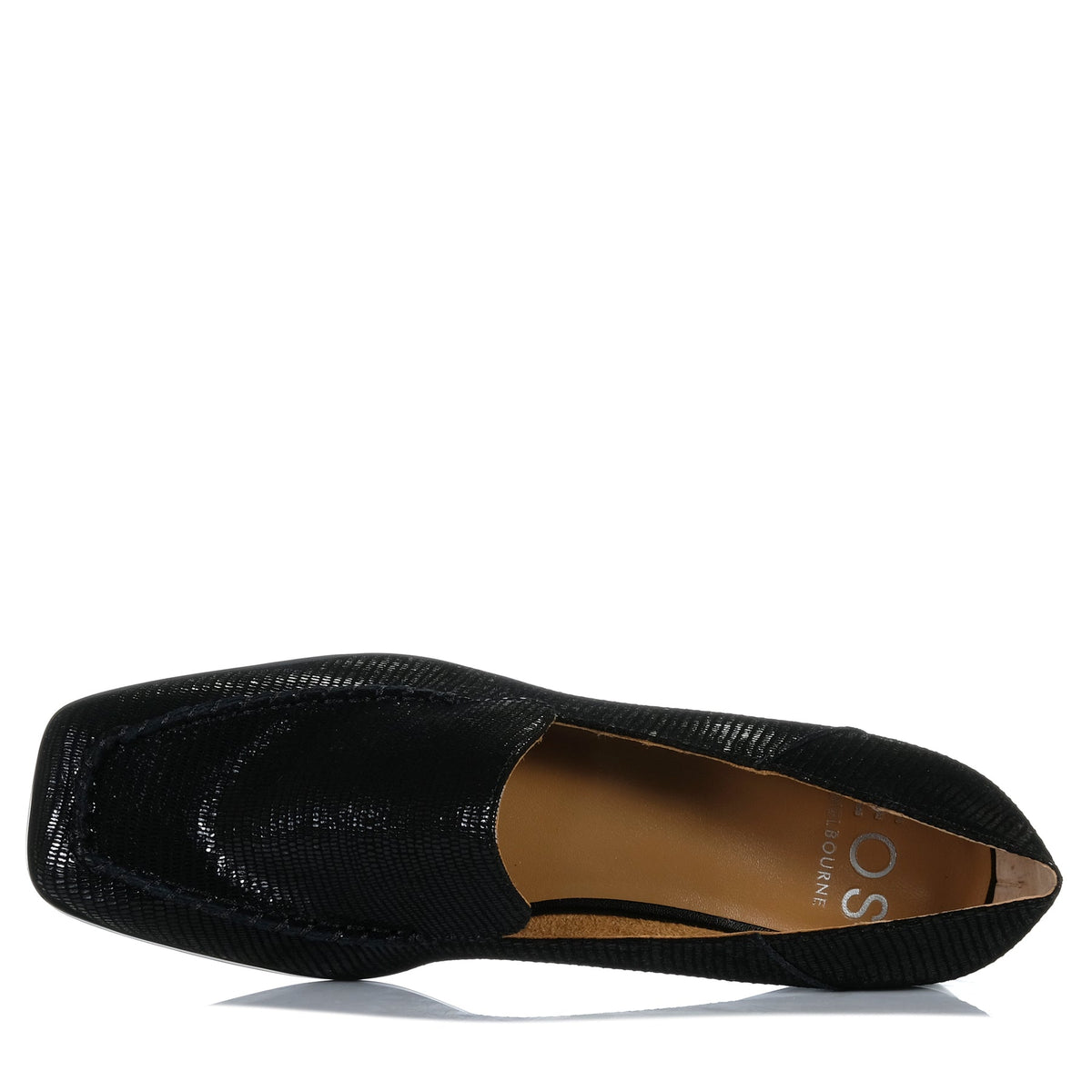 Eos Daylan black embossed loafers with sleek design and textured leather finish, stylish footwear for casual or formal wear.