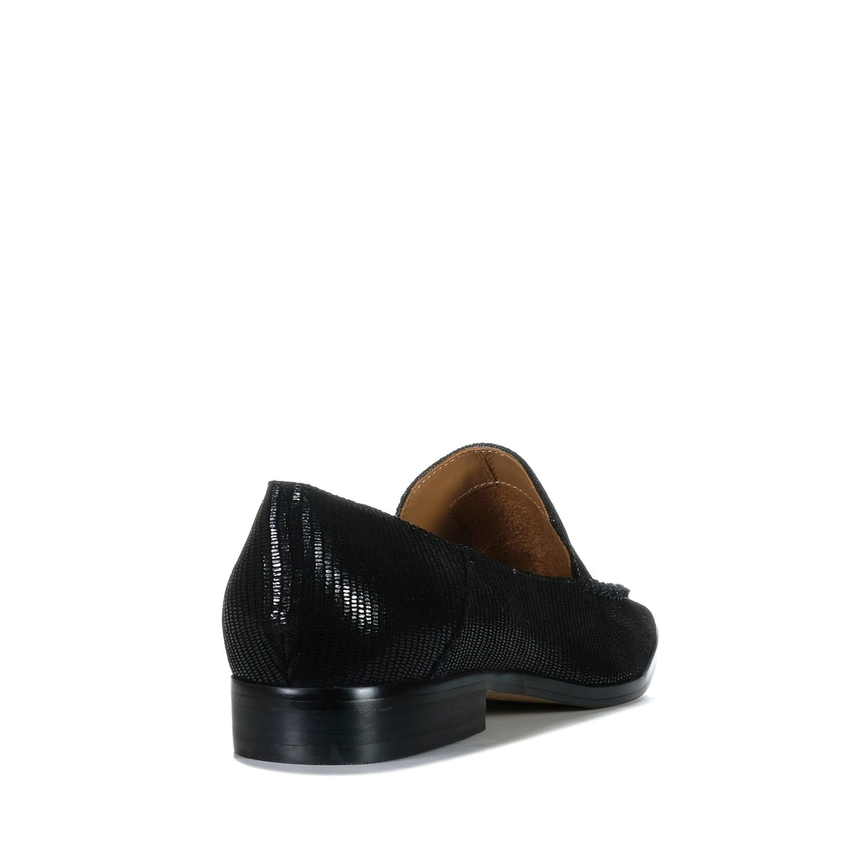 Eos Daylan black embossed loafers with sleek design and textured finish, showcasing stylish footwear for casual or formal wear.