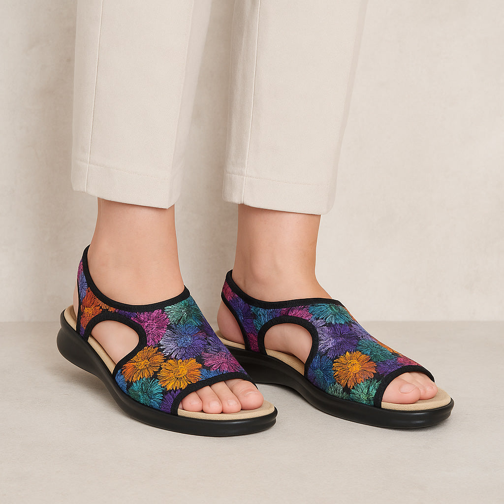 EUROFLEX TUSCANY BLACK FLORAL Women Sandals - Zeke Collection NZ