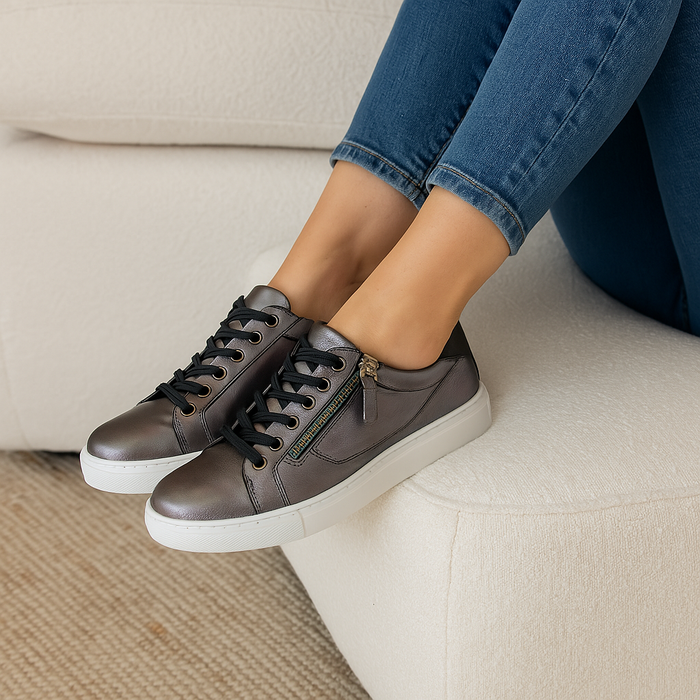 CABELLO EG520 Pewter sneakers with stylish design, featuring a sleek metallic finish and comfortable sole for everyday wear.