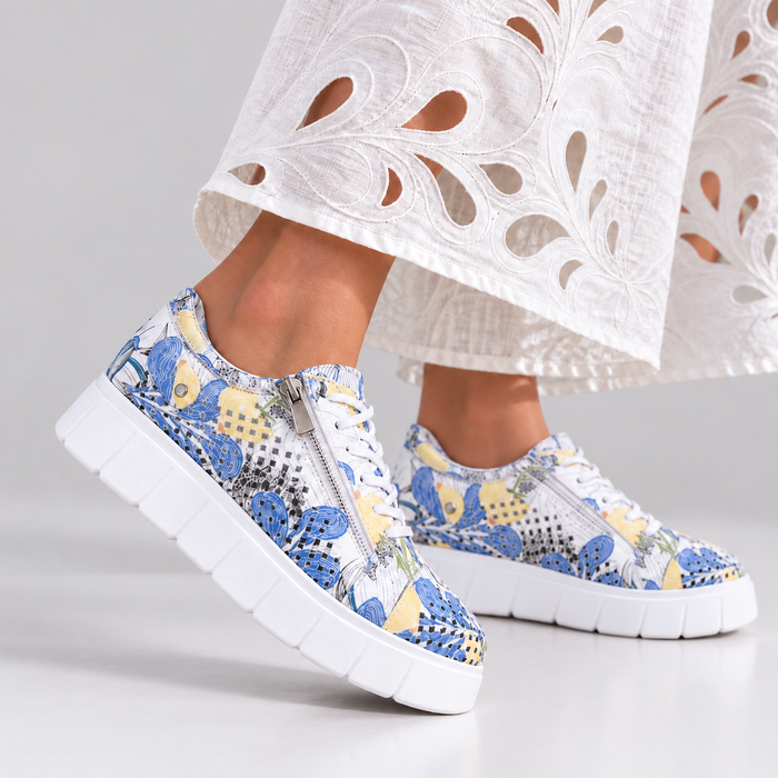 Cabello EG172 Spring colourful platform sneakers with embroidered hem