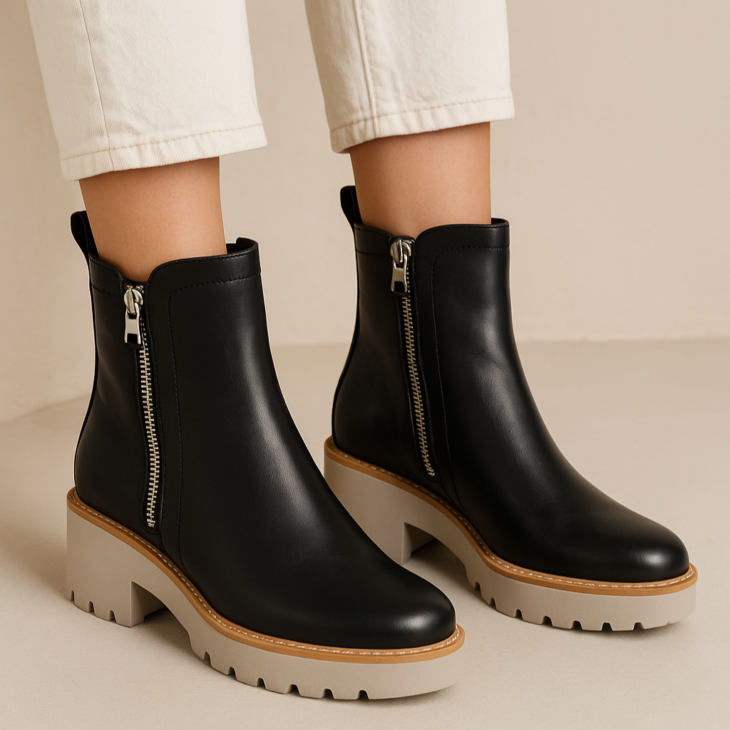 Black EOS Parson boots with sleek design, featuring smooth leather and stylish ankle height, perfect for casual or formal wear.