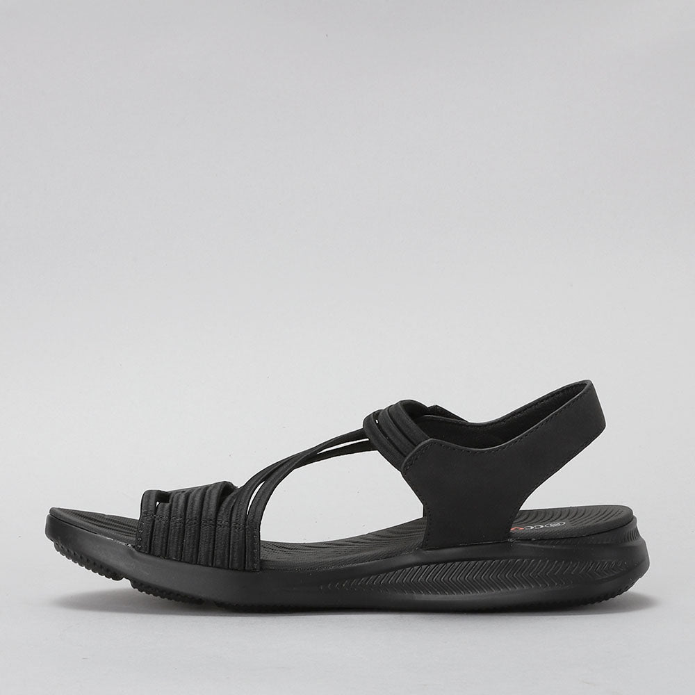 CC Resorts Florrie black sandals with open toe and ankle strap, stylish footwear for casual summer wear.