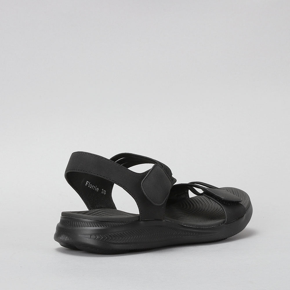 Black CC RESORTS Florrie sandals with open toes and ankle straps, stylish and comfortable for casual wear.