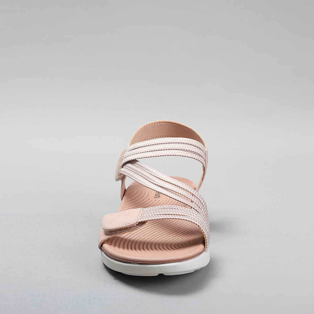CC RESORTS Florie blush sandals featuring a strappy design and cushioned sole, perfect for casual or resort wear.