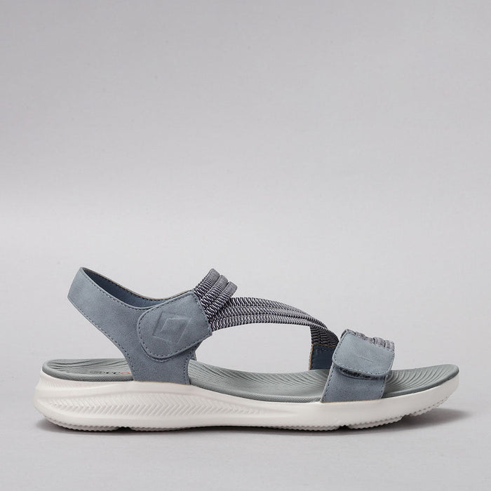 CC RESORTS Florie denim multi sandals with floral design and ankle straps, casual summer footwear for women.