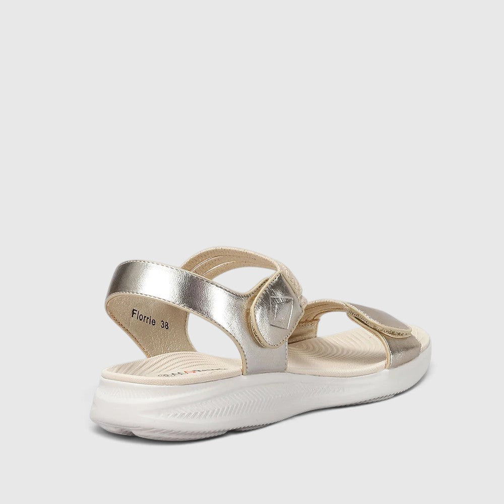 CC Resorts Florrie LT Gold sandals featuring a strappy design and metallic finish, perfect for summer wear.